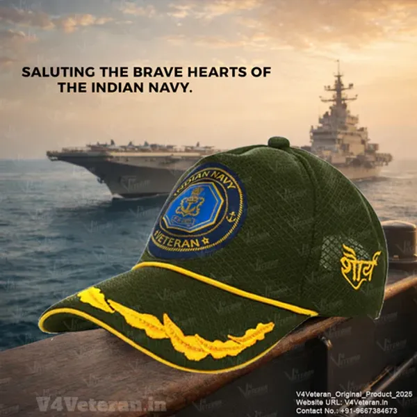 Indian_Navy_Officers'_(Olive_Green)_Veterans_Baseball_Cap