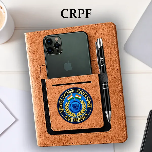 CRPF_(Veteran)_Office_Notebook_with_Phone–Card_Pocket_&_Elastic_Pen_Loop_(cork)