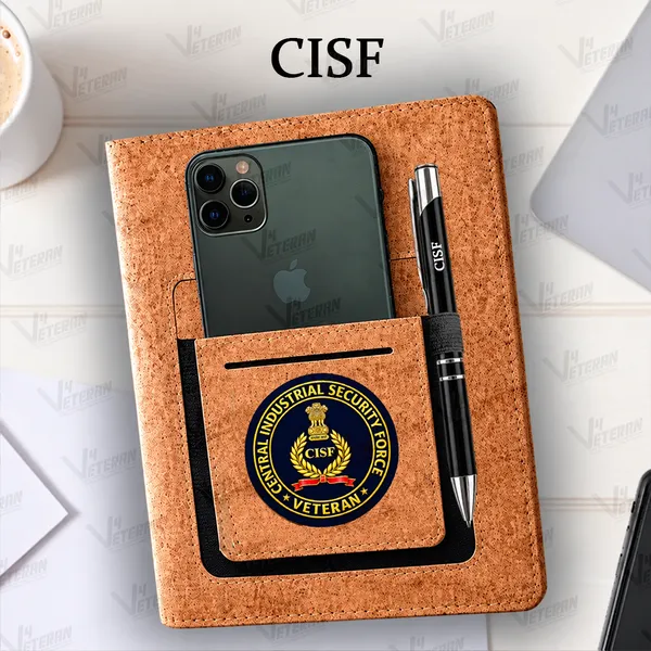 CISF_(Veteran)_Office_Notebook_with_Phone–Card_Pocket_&_Elastic_Pen_Loop_(cork)