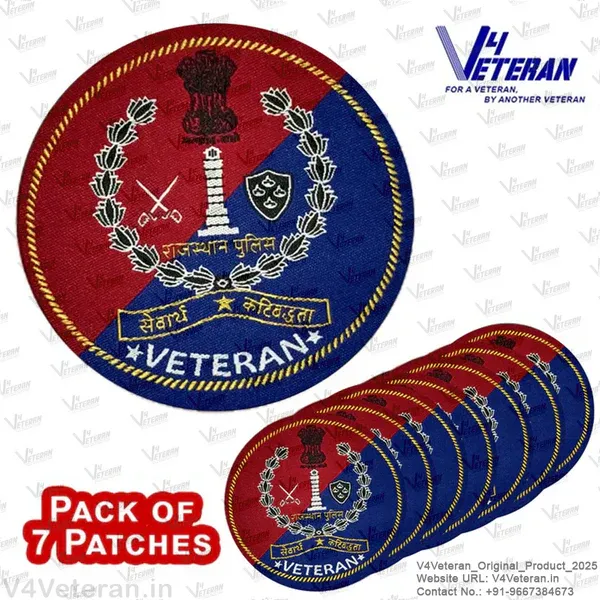 Rajasthan_Police_Veteran_Iron-On_Woven/_Embroidered_Patches_(DIY)_for_T-Shirts,_Bags,_Tracksuits_&_Waistcoats_(Pack_of_7)