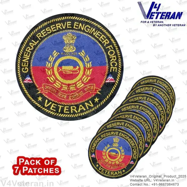 GREF_Veteran_Iron-On_Woven/_Embroidered_Patches_(DIY)_for_T-Shirts,_Bags,_Tracksuits_&_Waistcoats_(Pack_of_7)