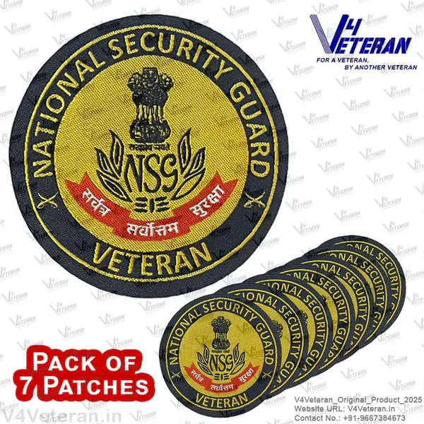 NSG_Veteran_Iron-On_Woven/_Embroidered_Patches_(DIY)_for_T-Shirts,_Bags,_Tracksuits_&_Waistcoats_(Pack_of_7)