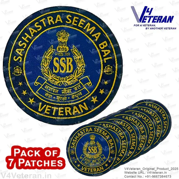 SSB_Veteran_Iron-On_Woven/_Embroidered_Patches_(DIY)_for_T-Shirts,_Bags,_Tracksuits_&_Waistcoats_(Pack_of_7)