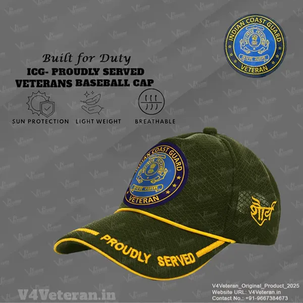 Indian_Coast_Guard-Proudly_Served_(Olive_Green)_Veterans_Baseball_Cap