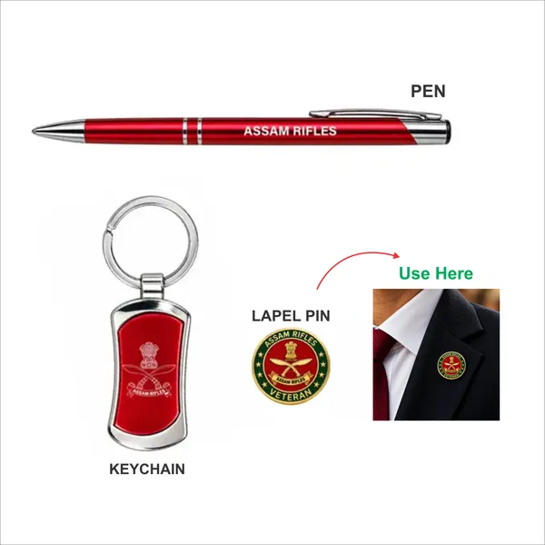 Assam_Rifles_Veteran_Premium_Gift_Set_–_Red_&_Silver_Pen,_Assam_Rifles_Keychain_&_Veteran_Lapel_Pin_with_Premium_Gift_Box