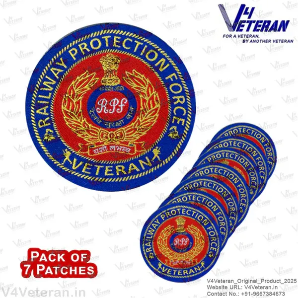 RPF_Veteran_Iron-On_Woven/_Embroidered_Patches_(DIY)_for_T-Shirts,_Bags,_Tracksuits_&_Waistcoats_(Pack_of_7)