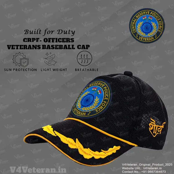 CRPF_(Black)_Officers'_Baseball_Cap_for_Veterans