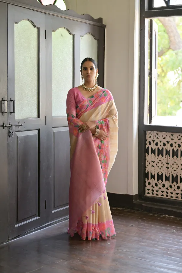 Pink_Banarasi_Silk_Saree_With_Blouse_Piece_For_Women