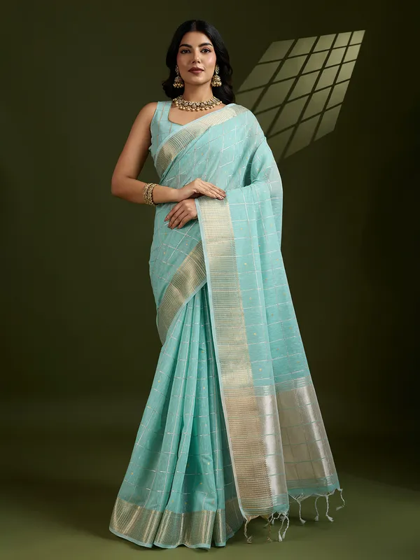 All_Over_Checks_Zari_Woven_Soft_Silk_Saree_With_Zari_Woven_Pallu