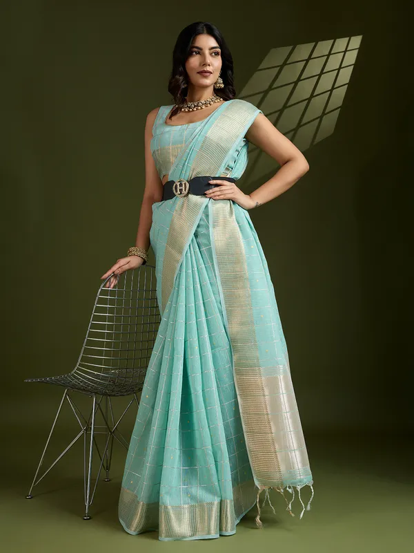 All_Over_Checks_Zari_Woven_Soft_Silk_Saree_With_Zari_Woven_Pallu
