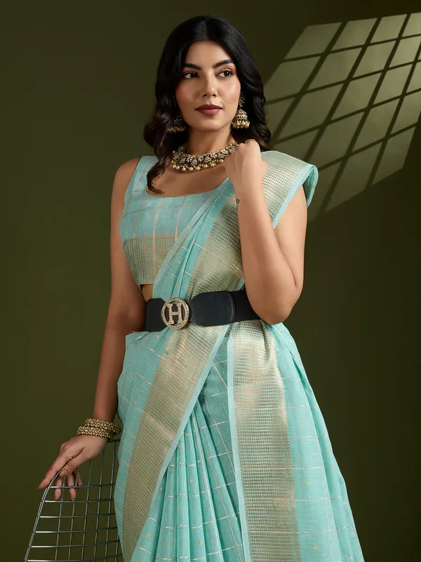 All_Over_Checks_Zari_Woven_Soft_Silk_Saree_With_Zari_Woven_Pallu