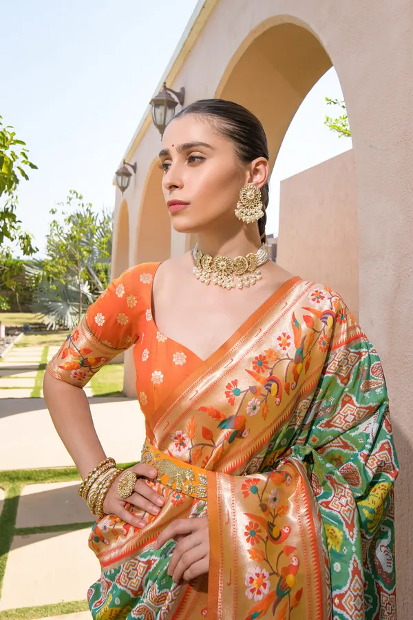 Mahendi_Paithani_Silk_Saree_With_Blouse_Piece_For_Women