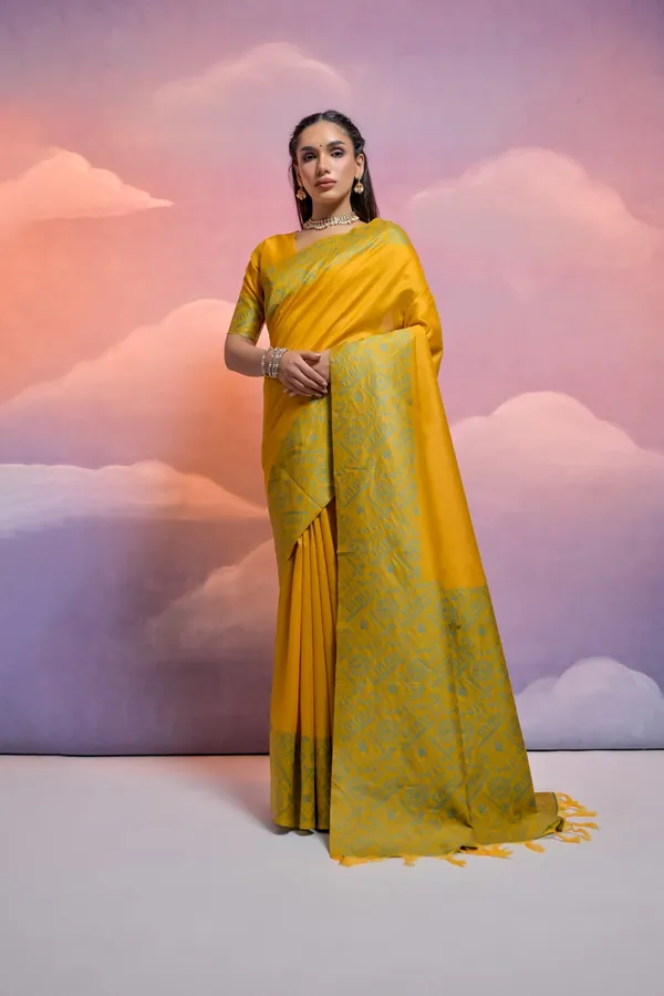 Yellow_Handloom_Silk_Saree_With_Blouse_Piece_For_Women