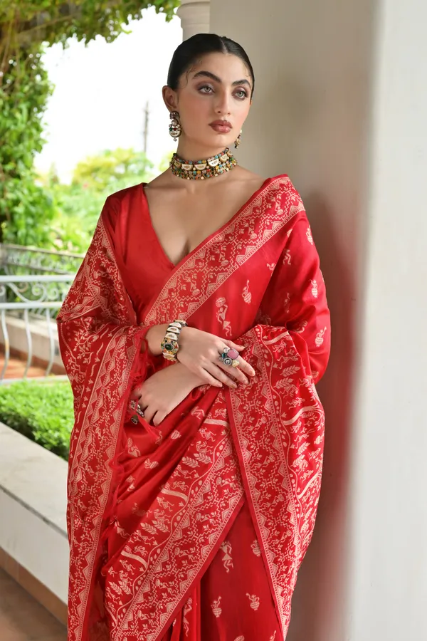 Thread_Woven_Attractive_Kalamkari_Pallu_and_Big_Border_Handloom_Raw_Silk_Saree