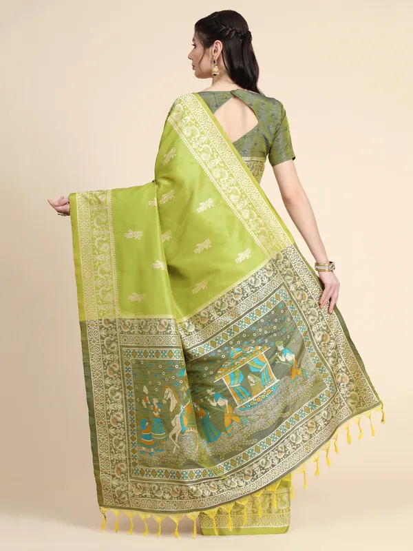 Mahendi_Handloom_Silk_Saree_With_Blouse_Piece_For_Women