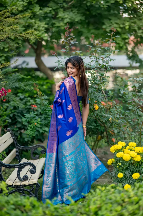 Royal_Blue_Banarasi_Silk_Saree_With_Blouse_Piece_For_Women