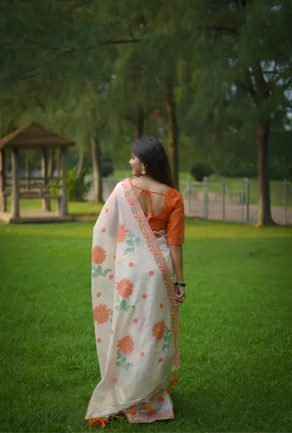 Orange_Muga_Cotton_Saree
