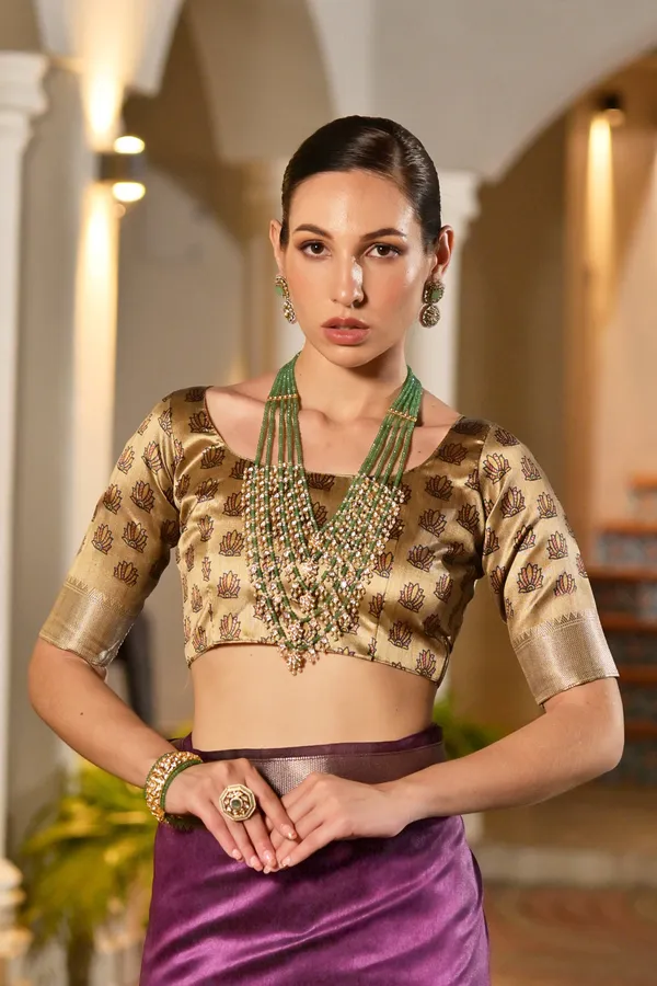 Soft_Tussar_Silk_Solid_Color_Zari_Border_Saree_with_Colourfull_Kalamkari_Print_Pallu_and_Blouse
