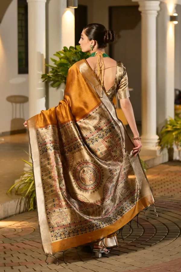 Soft_Tussar_Silk_Solid_Color_Zari_Border_Saree_with_Colourfull_Kalamkari_Print_Pallu_and_Blouse