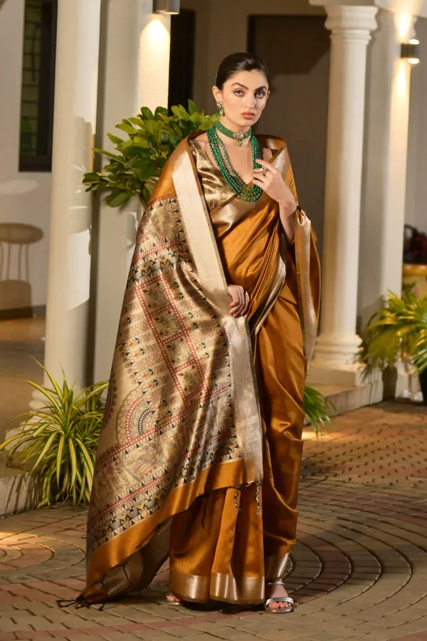 Soft_Tussar_Silk_Solid_Color_Zari_Border_Saree_with_Colourfull_Kalamkari_Print_Pallu_and_Blouse