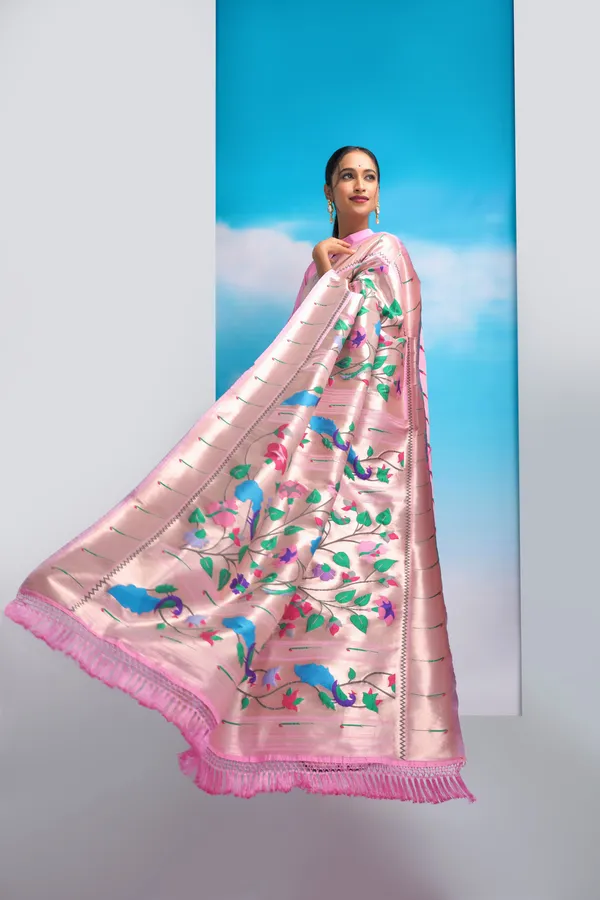 Baby_Pink_Paithani_Silk_Saree_With_Blouse_Piece_For_Women