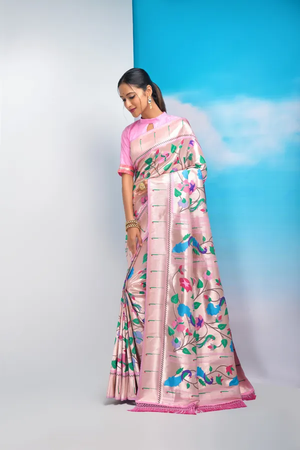 Baby_Pink_Paithani_Silk_Saree_With_Blouse_Piece_For_Women