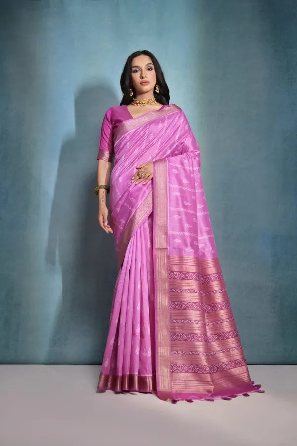 Pink_Raw_Silk_Saree_With_Blouse_Piece_For_Women