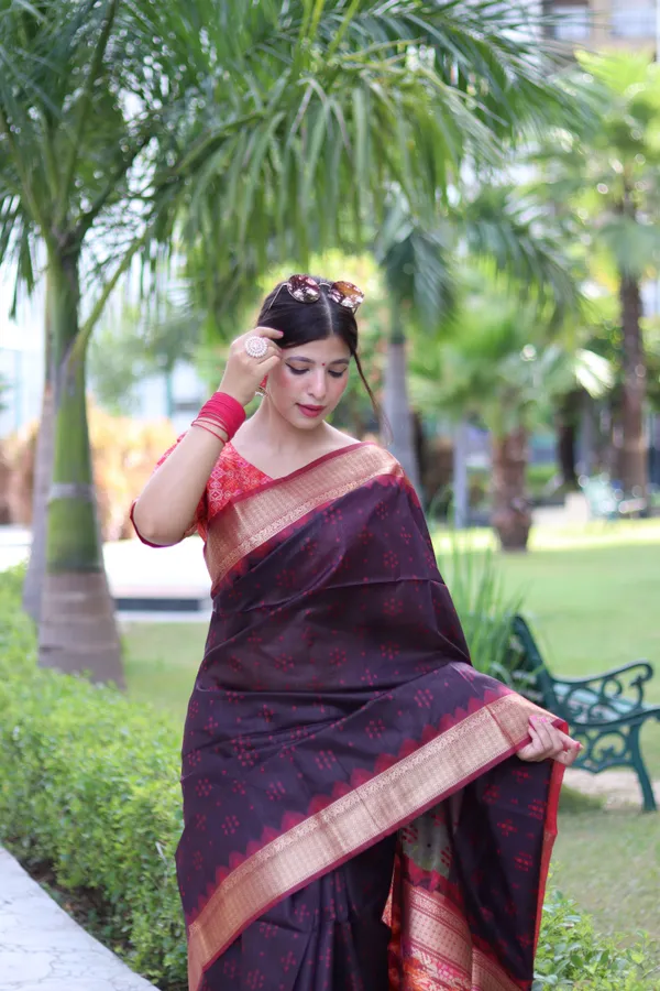 Black_Raw_Silk_Saree_With_Blouse_Piece_For_Women