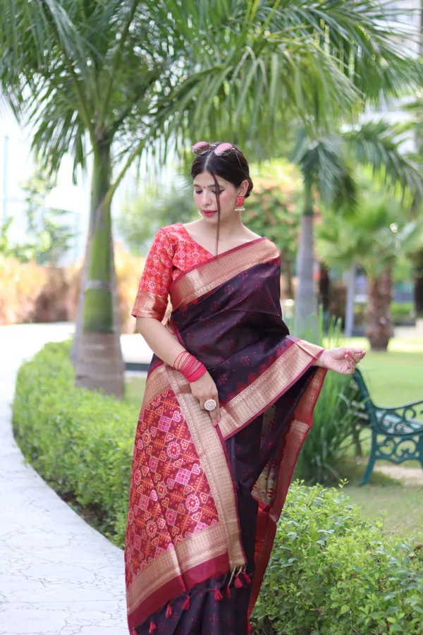 Black_Raw_Silk_Saree_With_Blouse_Piece_For_Women