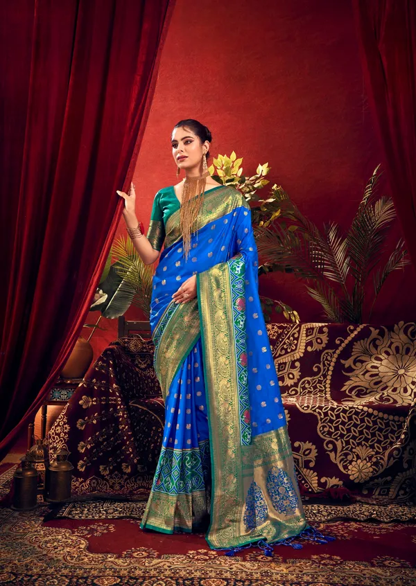 Royal_Blue_Paithani_Silk_Saree_With_Blouse_Piece_For_Women