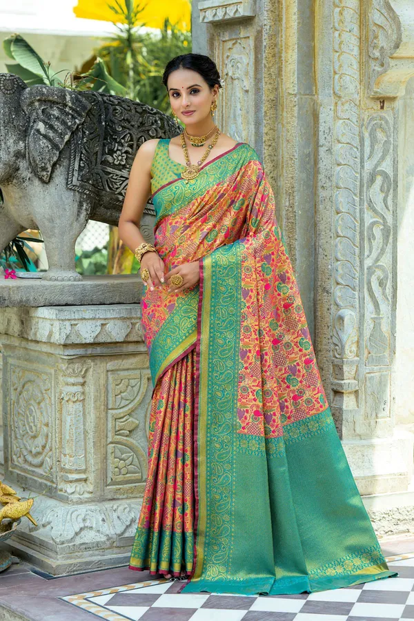 Rama_Green_Banarasi_Silk_Saree_With_Blouse_Piece_For_Women
