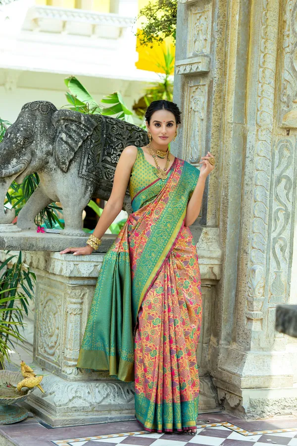 Rama_Green_Banarasi_Silk_Saree_With_Blouse_Piece_For_Women