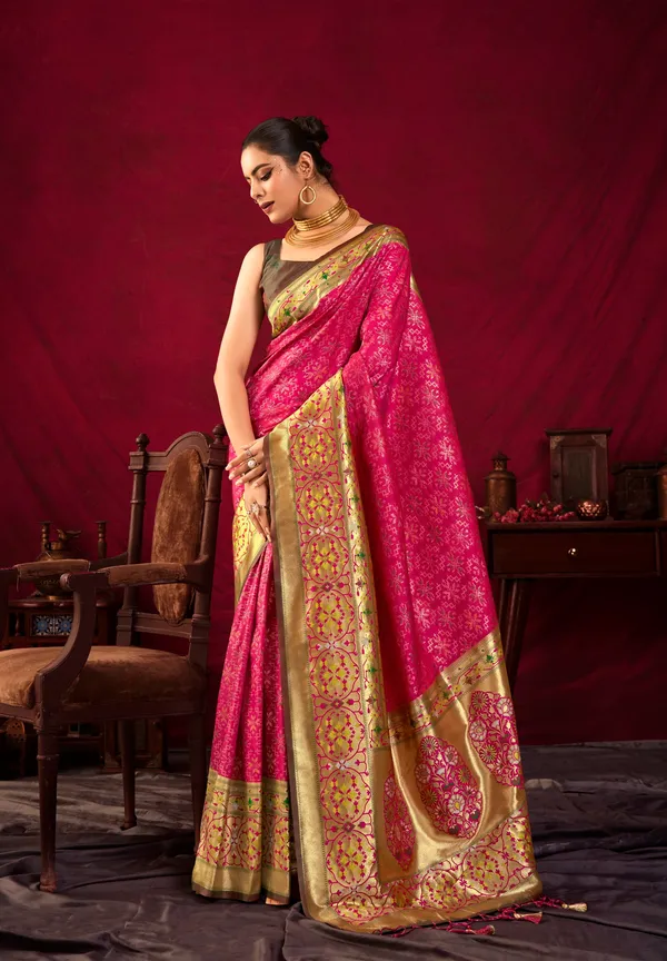 Pink_Paithani_Silk_Saree_With_Blouse_Piece_For_Women