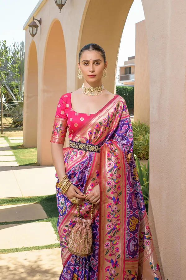 Purple_Paithani_Silk_Saree_With_Blouse_Piece_For_Women