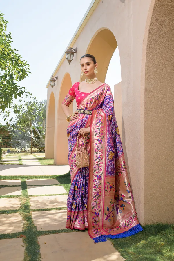 Purple_Paithani_Silk_Saree_With_Blouse_Piece_For_Women