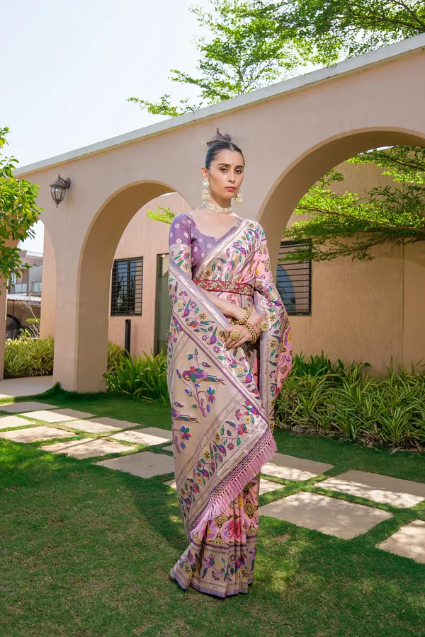 Baby_Pink_Paithani_Silk_Saree_With_Blouse_Piece_For_Women