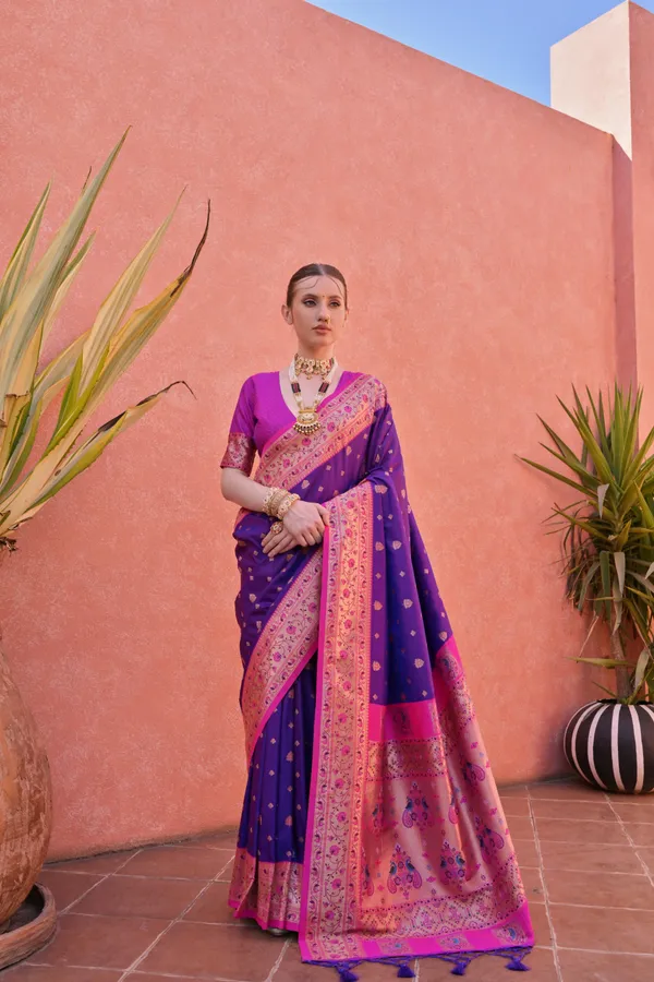 Royal_Blue_Paithani_Silk_Saree_With_Blouse_Piece_For_Women