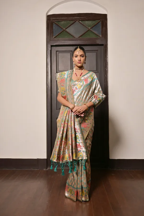 Rama_Green_Paithani_Silk_Saree_With_Blouse_Piece_For_Women
