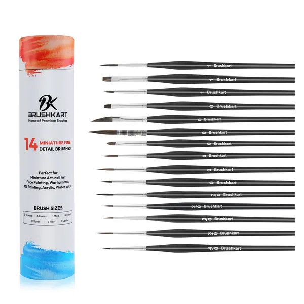 14_Pieces_Miniature_Detailing_Set_Brushes_for_micro_detail_painting_with_Ergonomical_Handle