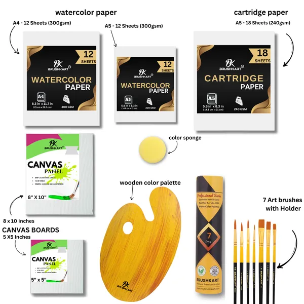 53pcs_Painting_Kit_for_Artists,_Adults_and_Kids_professional_paint_brushes,_palette,_watercolor_paper,_canvas_board