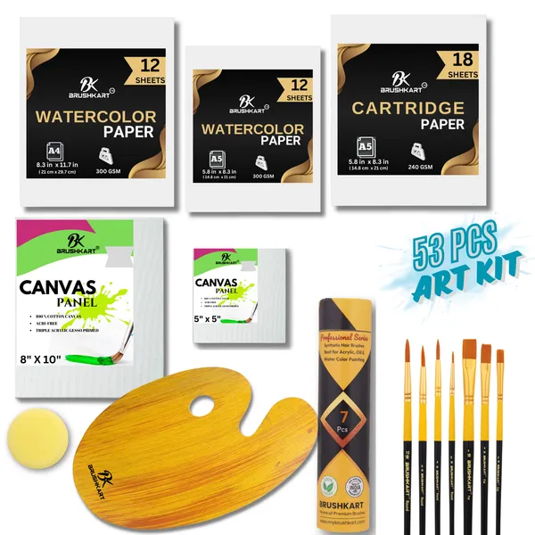 53pcs_Painting_Kit_for_Artists,_Adults_and_Kids_professional_paint_brushes,_palette,_watercolor_paper,_canvas_board