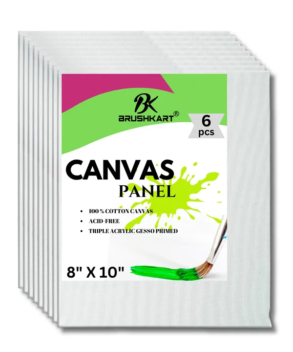 Pack_Of_6__CANVAS_on_4mm_MDF_Board_Compatible_With_Acrylics,_Oils,_Gouache,_Poster_Colors,_Mixed_Media_Canvas_Rectangle_8_X_10_Set_Painting