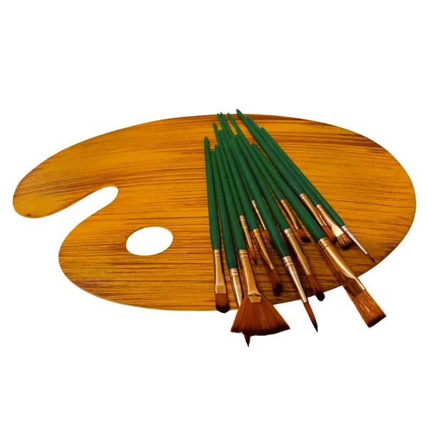 Mix_Green_Crystal_Handles_Brushes_with_Wooden_Palette,_Lightweight_&_Sturdy_Brushes__(Pack_Of_15)