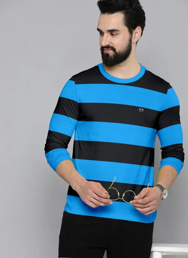 Dark_Blue_&_Blue_Pure_Cotton_Full_Sleeve_Round_Neck_Striped__Print_T_Shirt_For_Men
