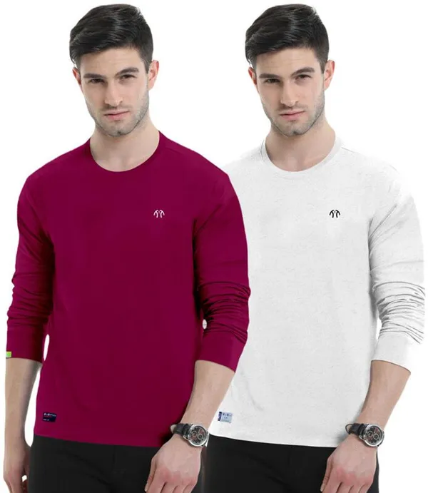 Multicolor_Pure_Cotton_Full_Sleeve_Round_Neck_Solid_T_Shirt_For_Men_Pack_Of_2