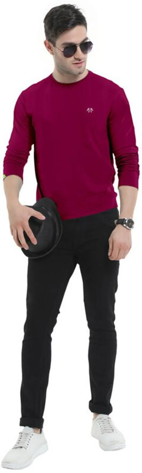 Multicolor_Pure_Cotton_Full_Sleeve_Round_Neck_Solid_T_Shirt_For_Men_Pack_Of_2