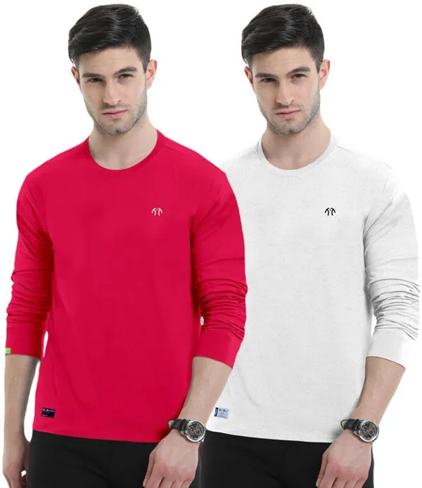 Multicolor_Pure_Cotton_Full_Sleeve_Round_Neck_Solid_T_Shirt_For_Men_Pack_Of_2