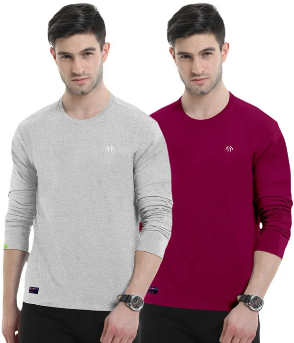 Multicolor_Pure_Cotton_Full_Sleeve_Round_Neck_Solid_T_Shirt_For_Men_Pack_Of_2