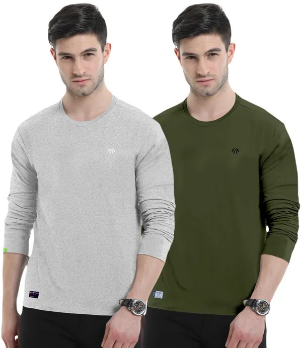 Multicolor_Pure_Cotton_Full_Sleeve_Round_Neck_Solid_T_Shirt_For_Men_Pack_Of_2
