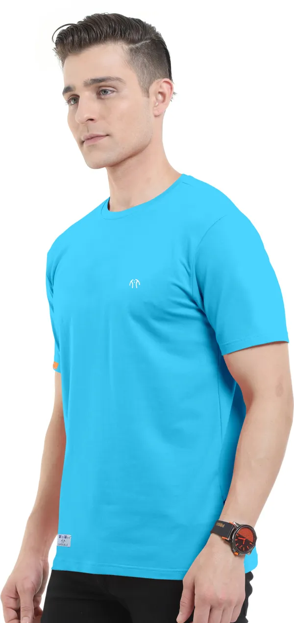 Blue_Pure_Cotton_Short_Sleeve_Round_Neck_Solid__Print_T_Shirt_For_Men